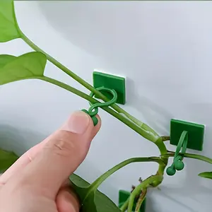 12/24pcs Self-adhesive Plant Climbing Wall Fixing Clips |   Heavy-duty Plastic Indoor/Outdoor Wall-mounted Hooks with Green Leaf Design, Light Green, Suitable for Indoor and Outdoor Decoration, Plant Vines, Pothos