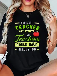 100% Cotton T-shirts Teacher Teaching Assistant Aide Funny Hero Gift T-Shirt for Men Women