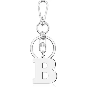 DlaeKua Initial Monogram A-Z Keychain 26 Letter Stainless Steel Alphabet Keyring for Women Men Purse Handbag Christmas Gifts