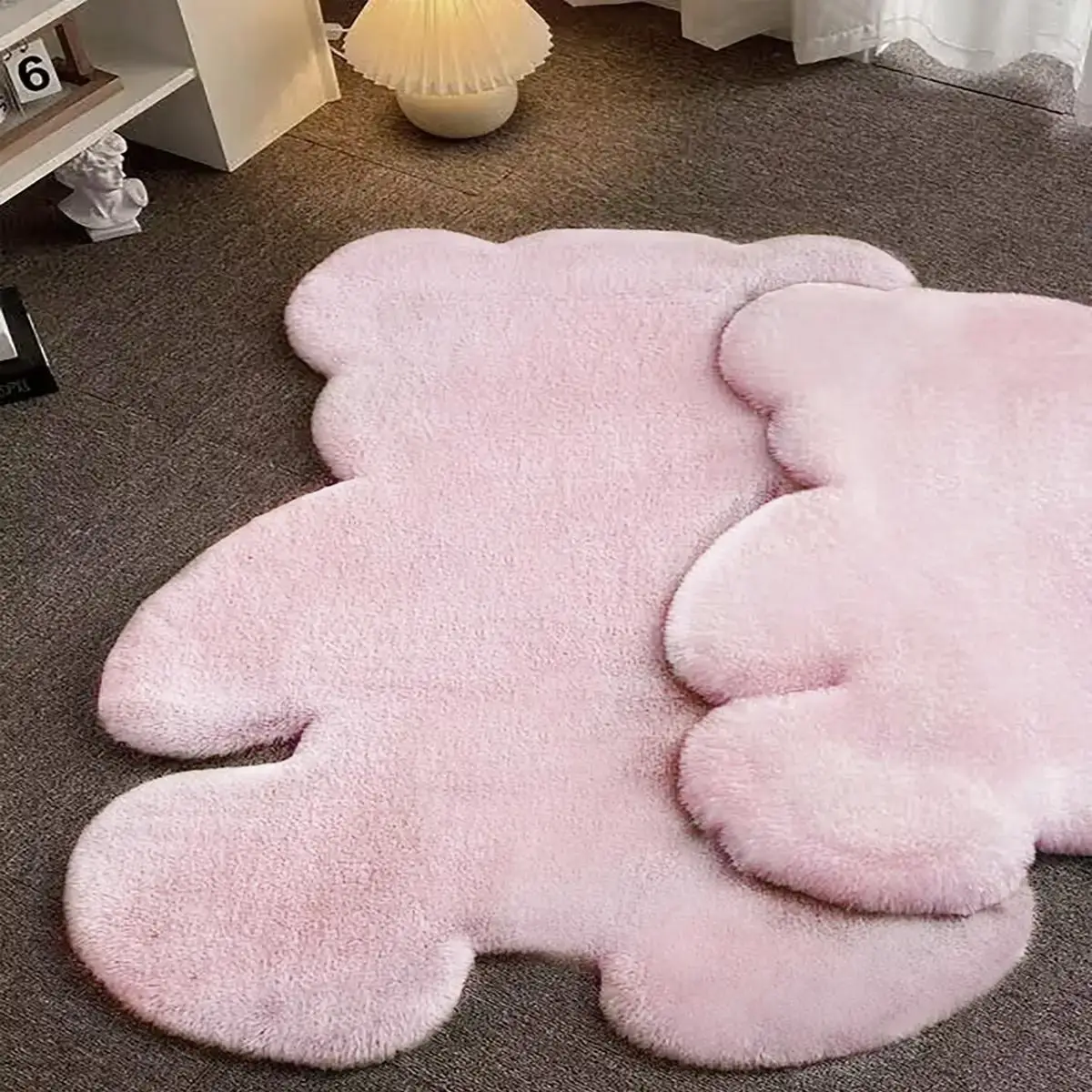 Cute Bear Shaped Carpet, 1 Count Cozy Corner Soft Plush Rugs for Living Room, Decorative Fluffy Mat for Living Room & Bedroom, Fashionable Carpet for