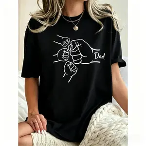 Dad of Three Fist Bump Tee , Black Short Sleeve, Ideal for Father's Day Golf Gift T-Shirt For Men and Women,Men's T-shirts, women's T-shirts, printed T-shirts