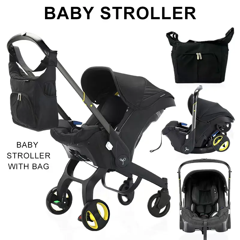 (No Base)Baby Stroller with Free Bag ,Newborn Stroller,Foldable Stroller Legs,Equipped with Chest Clip,One-Click Contraction Function,Alloy Metal Material,4-wheel Travel Toddler Stroller