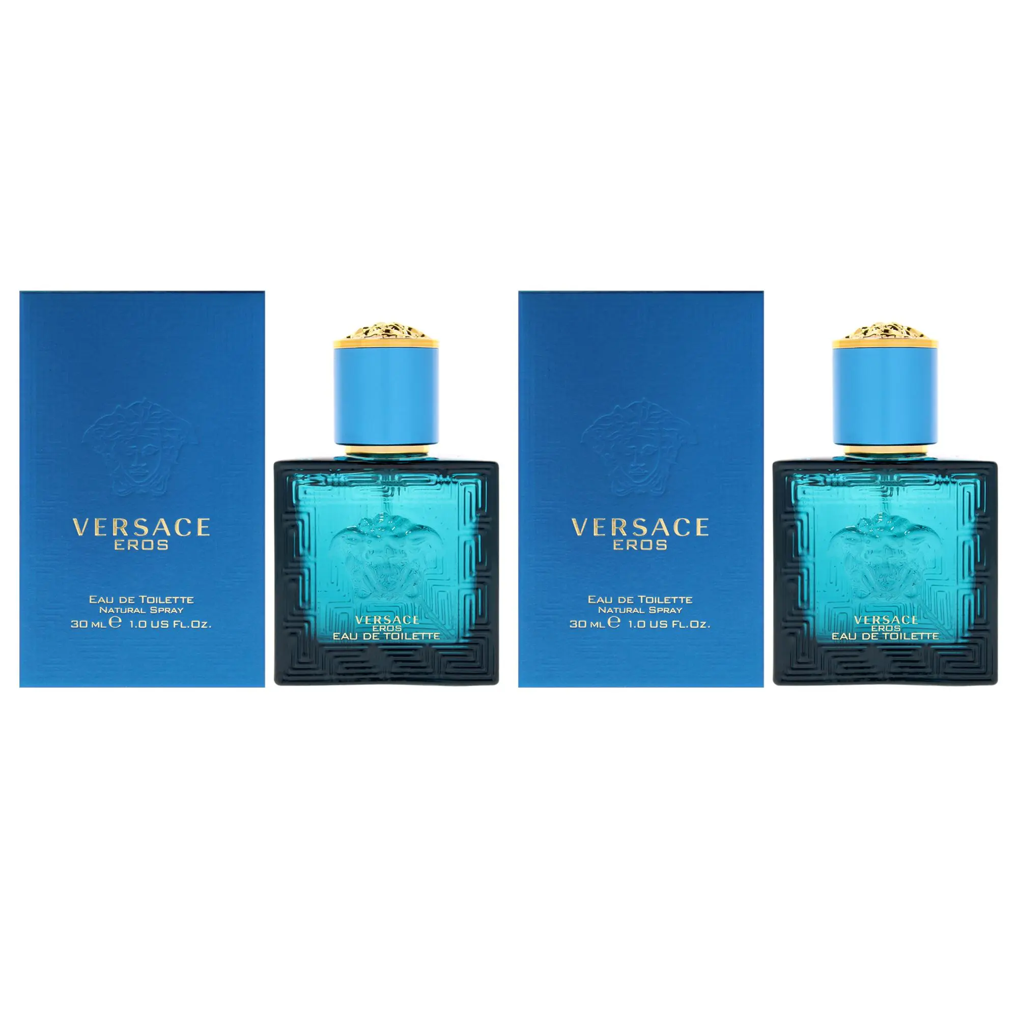 VERSACE Eros for Men Eau de Toilette Natural Spray, 2-Piece Classic Fragrance Gift Set, 1 oz (30ml) Bottles