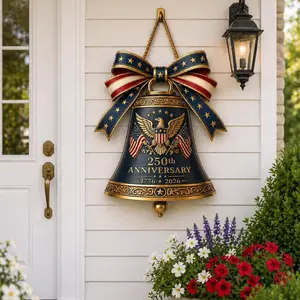 Liberty Bell Wood Wreath, USA 250th Anniversary Door Sign, 1776 2026 Patriotic Decor, America 250 Fourth Of July Gift
