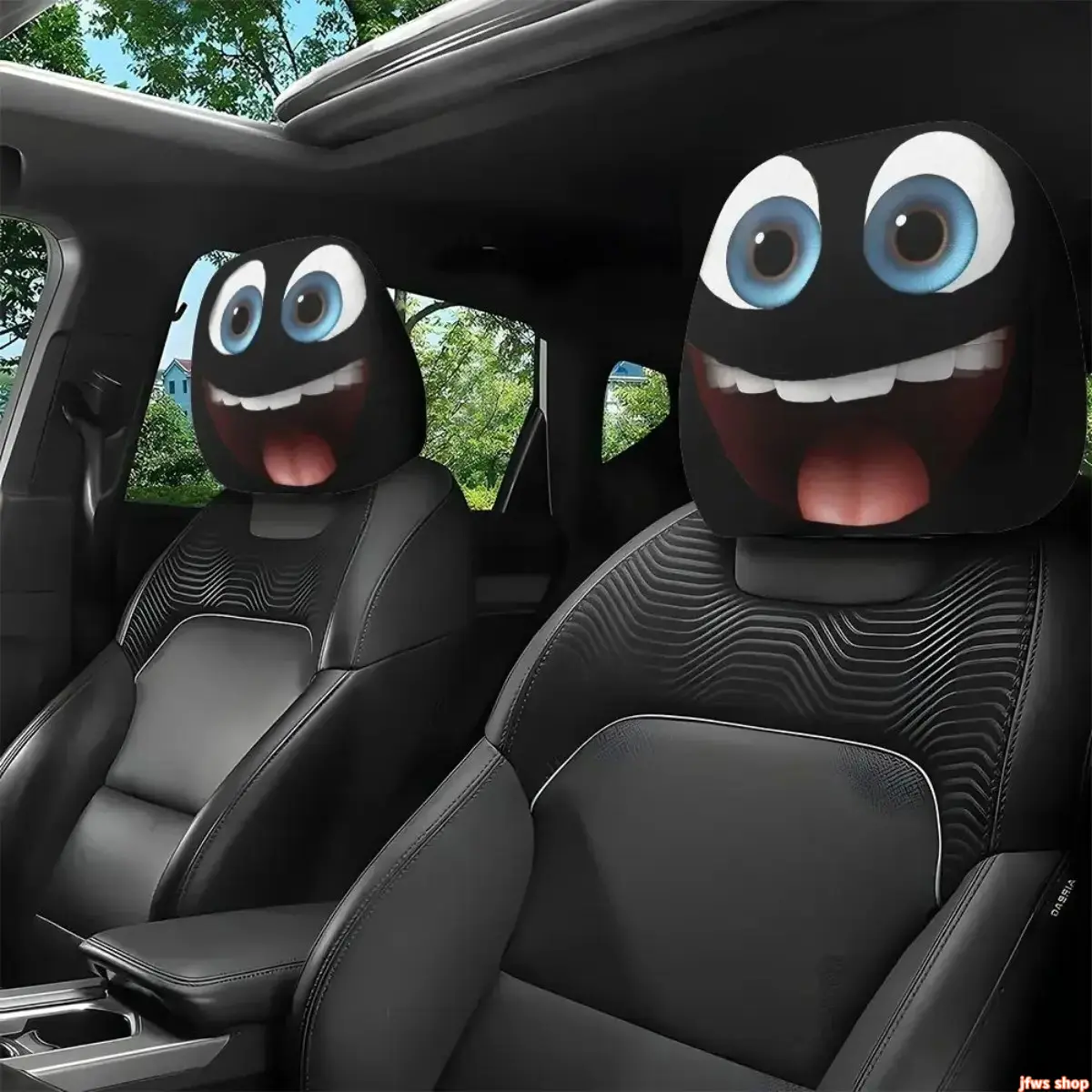 2-pack cartoon car headrest covers, easy to install, relieve driving fatigue, personalized car decoration, car interior, car interior accessories, ideal gift for car lovers