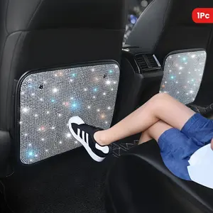 Bling Crystal Car Foot Mat Rear Seat Protector, Prevents Dirt Mud Scratches, Cute Sparkling Diamond Universal Fit, Car Accessories, 1 Piece