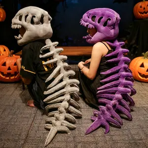 Dinosaur Skeleton Headgear Pillow - 4 Colors, Perfect for Party Cosplay & Cozy Sofa Lounging