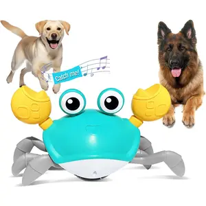 HONGID Crawling Crab Dog Toy with Obstacle Avoidance Sensor, Interactive Dog Toy with Music Sounds & Lights for Dogs Cats Pets, Christmas Toy Gifts for Puppy/Small/Medium Dogs