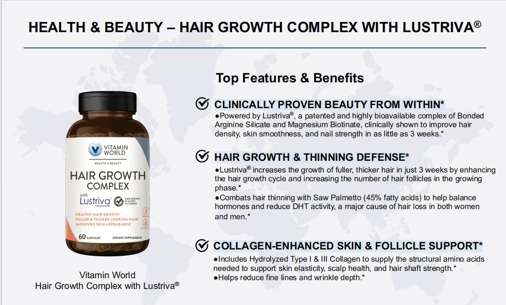 VITAMIN WORLD Hair Growth Complex with Lustriva 90ct Healthcare Fitness VITAMIN WORLD Hair Growth Complex with Lustriva 90ct Healthcare Fitness