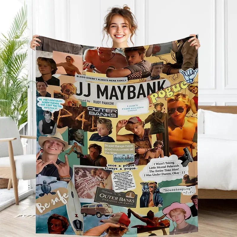 280GSM Soft Blanket JJ Flannel Blanket, soft, warm, suitable for all seasons, lightweight blanket, ideal for sofa, bed, office, camping or travel - machine washable, plush and suitable for home use - essential camping accessory for boys, girls, men, and w