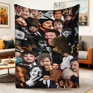Soft Comfortable Funny Jose Pedro Balmaceda Pascal Mosaic Throw Blanket,Flannel Meme Blanket For Living Room Sofa Bed Cozy Decor,Perfect Gift for Fans