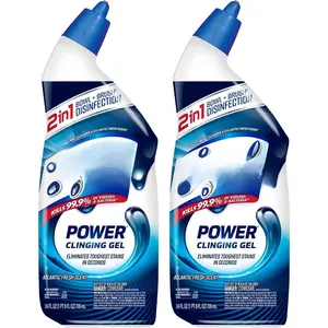 Bowl Cleaner, Max Strength Bathroom Cleaning Supplies, Toilet Bowl Cleaner Clinging Gel, Home Essential, Instant Stain Removal, Disinfecting and Deodorizing, Bleach Free, 24 oz (2 ct)