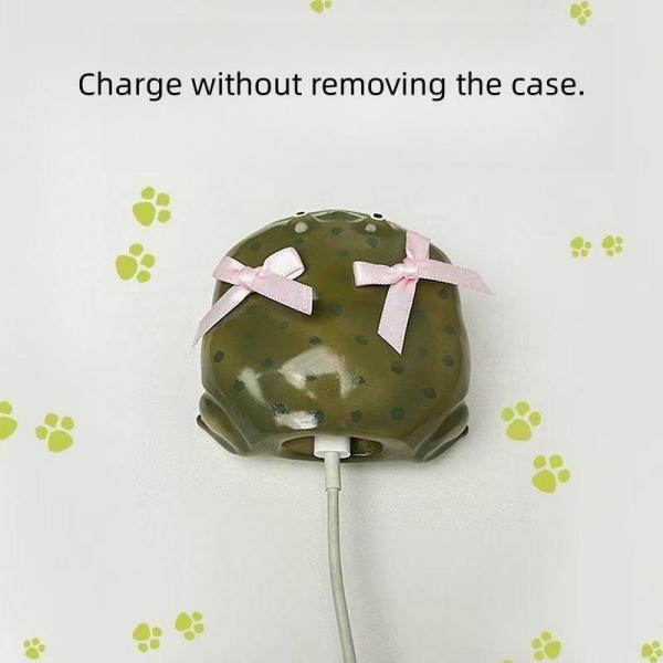 Fun and unique ugly-cute frog handcrafted Apple earbud case, high-end protection cover for AirPods Pro, 2nd, 3rd, and AirPods 4th generation.