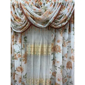 Anna 6-Piece Luxury Orange Curtain Set With Amy Embroidered Panel