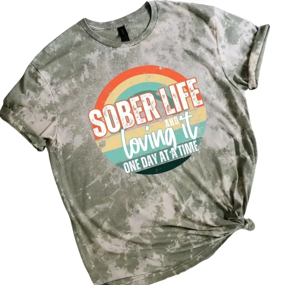 Sober Life Sublimation Bleached Tee for Women - Casual and Comfortable Tshirt