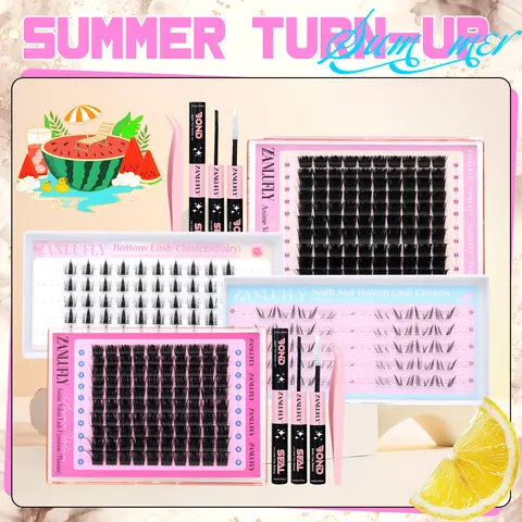 zanlufly D-Curl DIY Eyelash Cluster Kit, Volume Perfect Density Lash Clusters Extensions Kit with Cosmetic Makeup Supplies (TikTokShopBlackFriday)