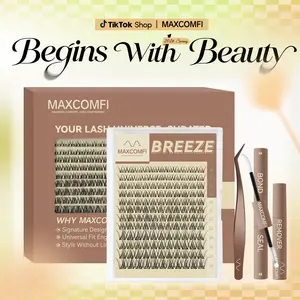 MaxComfi BREEZE DIY Eyelash Extensions Set, Ad-Exclusive Breeze Ghost Lashes Vibe, Waterproof, Super Soft & Thin Band, Long-Lasting Natural Volume, Beginner-Friendly Makeup Cosmetic for Daily Flawless Look, DIY Dramatic Lashes, Summervibes,summervibes