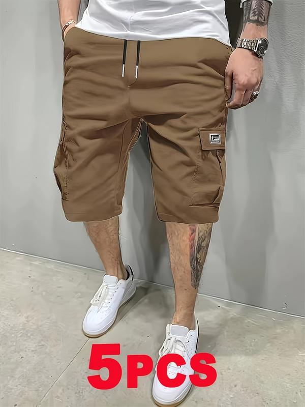 Men's work shorts, pack of 5, men's summer trendy casual shorts, multi-pocket design, durable fabric, wrinkle-free, wear-resistant, tear-resistant, comfortable and breathable, stylish and versatile