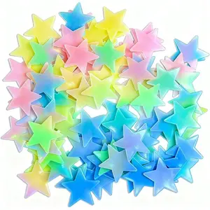 2pcs Glow in The Dark Wall Stars, 1.18 Inch Fluorescent Decals for Ceiling, Bedroom, Kids Room, Random Assorted Colors, Luminous Wall Stickers