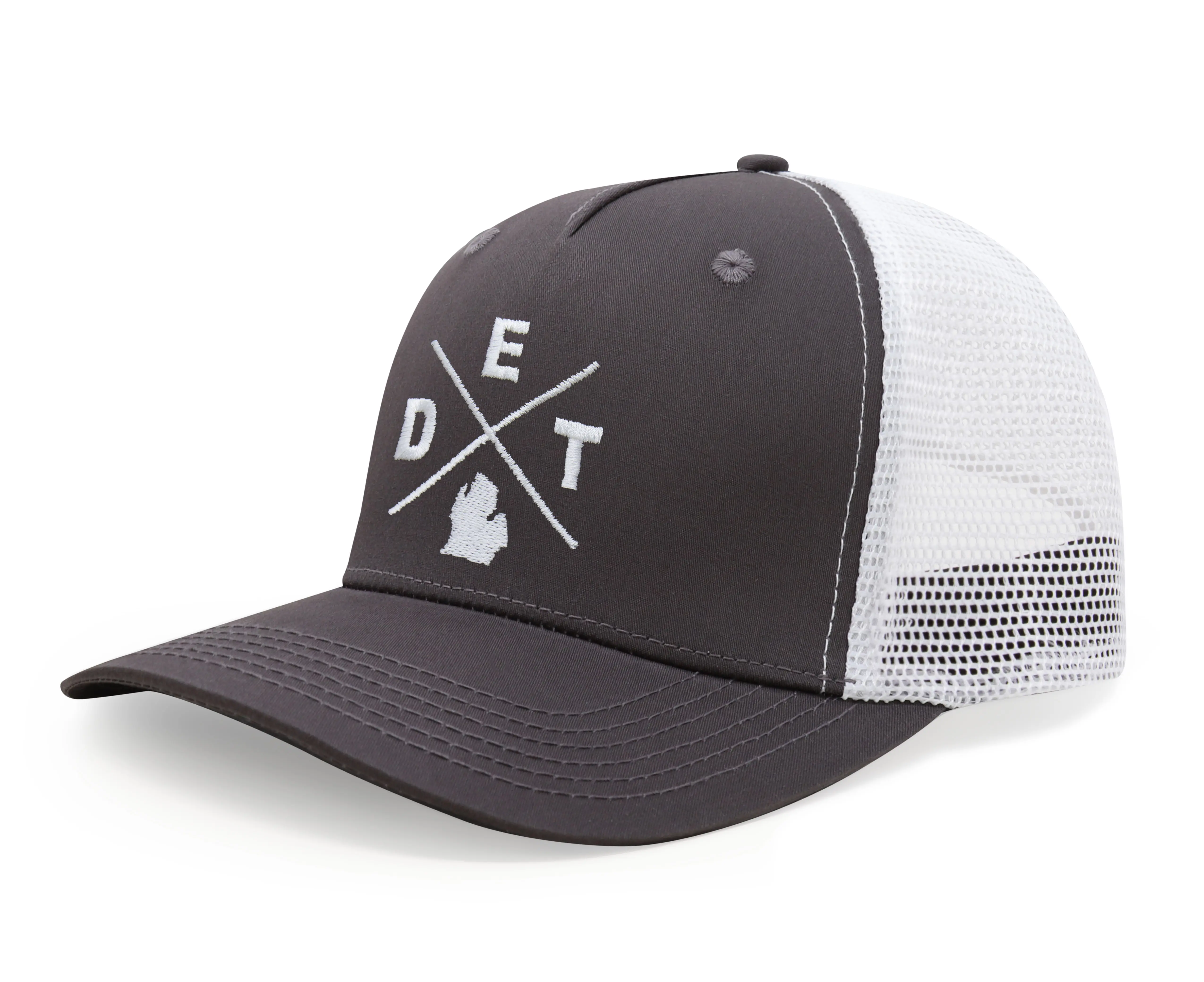 Detroit Trucker Hat – Adjustable Embroidered DET Snapback Cap for Men and Women by International Tie