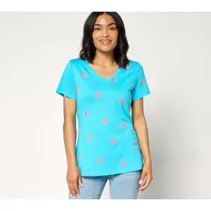 Belle Beach by Kim Gravel Slub Knit Florida Fun Embroidered Top