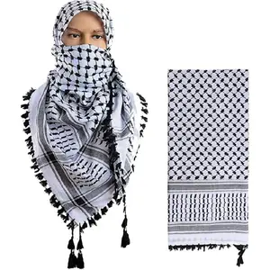 Cotton Shemagh Tactical Military Scarf Palestine Scarf Keffiyeh Head Neck Wrap gifts for Men & Women + Paper Bag