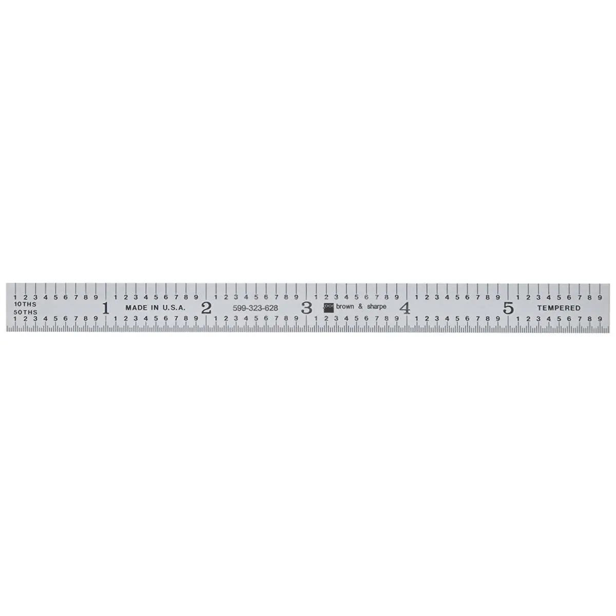 Brown & Sharpe 599-323-627 Precision Ruler, 6 in. Chrome Finish Tempered Steel Measuring Instrument, Reduces Glare, with Inches & mm Scales for Carpentry, Machining