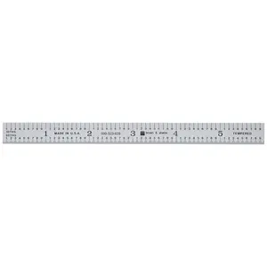 Brown & Sharpe 599-323-627 Precision Ruler, 6 in. Chrome Finish Tempered Steel Measuring Instrument, Reduces Glare, with Inches & mm Scales for Carpentry, Machining
