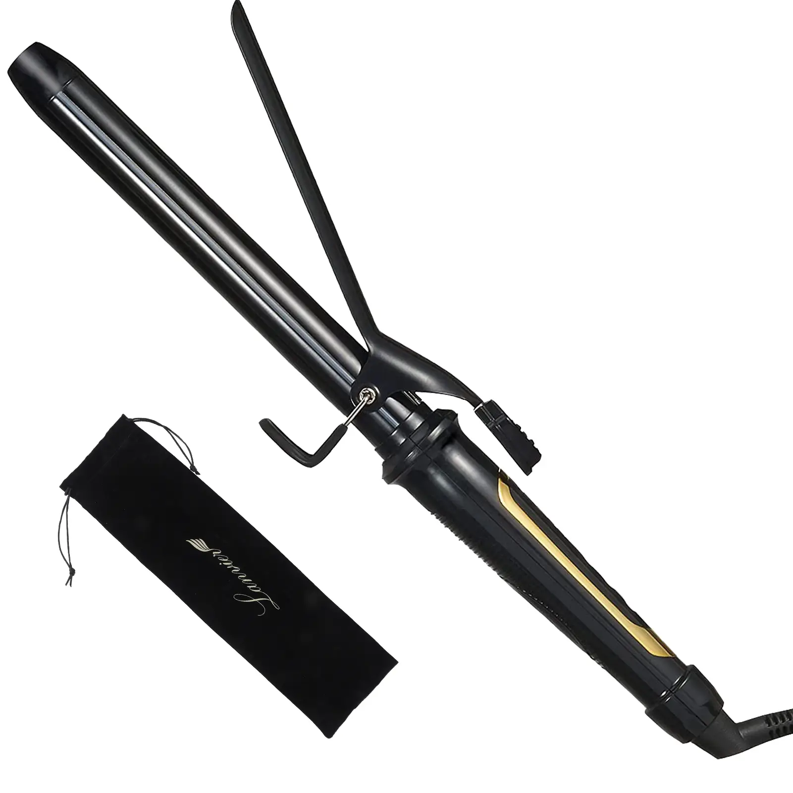 Lanvier 1 Inch Extra Long Hair Curling Iron with Ceramic Tourmaline Barrel, Professional Hair Curler up to 450°F with Dual Voltage for Worldwild Use,