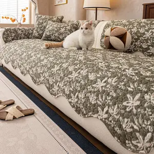 1pc Single-piece vintage floral sofa cushion, Washable sofa slipcover, soft and comfortable fabric irregular edge design,dustproof and stain resistant machine washable suitable for all seasons Ideal for daily and festival decoration,fits 1to5-seater sofas