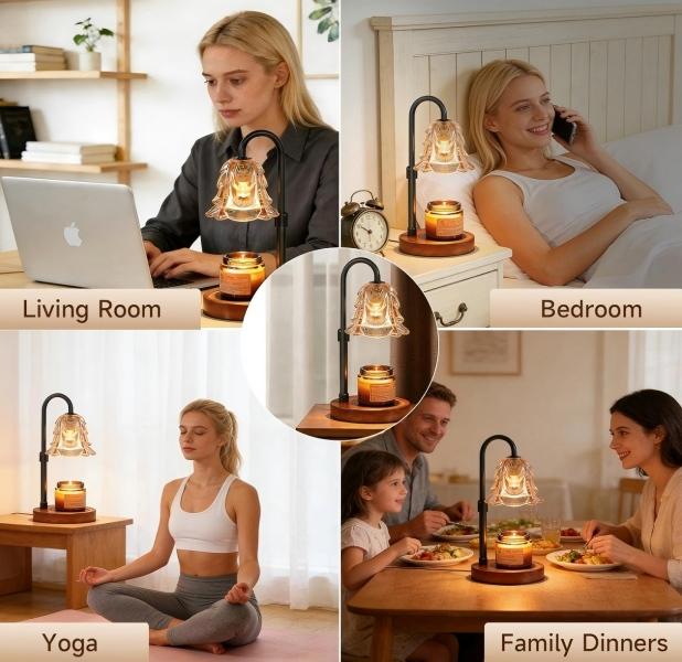 Adjustable Height Candle Warmer Lamp | Dimmable Timer Wax Melter for Home Bedroom Living Room Decor, Flameless Gift for Mom Women