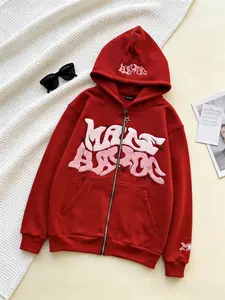 Y2K Retro Star And Letter Printed Full zipper Hoodies，Spring Autumn Harajuku Women And Men Fashion Hip Hop Long Sleeve Hooded ，Avant-Garde - Street Casual Spring/Fall Loose Zipper Pocket Patched，Autumn and Winter Gothic Coat preppy style Pullover Tops
