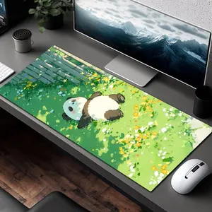 Panda Mouse Pad Large Gaming Mouse Pad with Stitched Edges Non-Slip Rubber Base Washable for Office Gamers