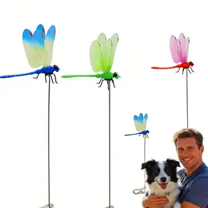 3D Lifelike Outdoor Fake Dragonflies Rod Clip, Garden Metal Dragonflies Clip for Indoor & Outdoor Garden Creative, Home Accessories Decorative Design.April Fool's Day Gift