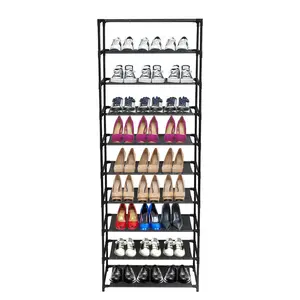 10 Tier Stackable Shoe Rack Storage Shelves Stainless Steel Frame Holds 50 Pairs Of Shoes Organize Your Closet Efficiently