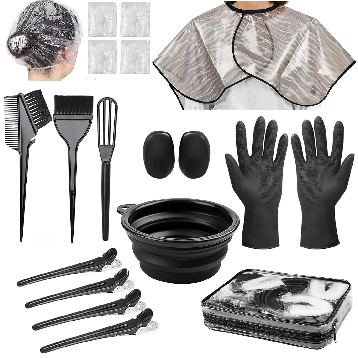 19-Piece Hair Bleach Kit, Professional Hair Coloring & Highlighting Kit for At-Home Hair Dyeing, Hair Bleaching & Highlights with Dye Brush, Mixing Bowl, Hair Clips, Gloves & Storage Bag