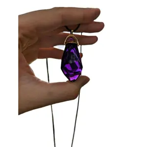 Purple Black Resin Crystal Necklace Crystal Necklace Purple Cosplay Necklace Crystals Purple Jewelry Lightweight Necklace RPG LARPing cute