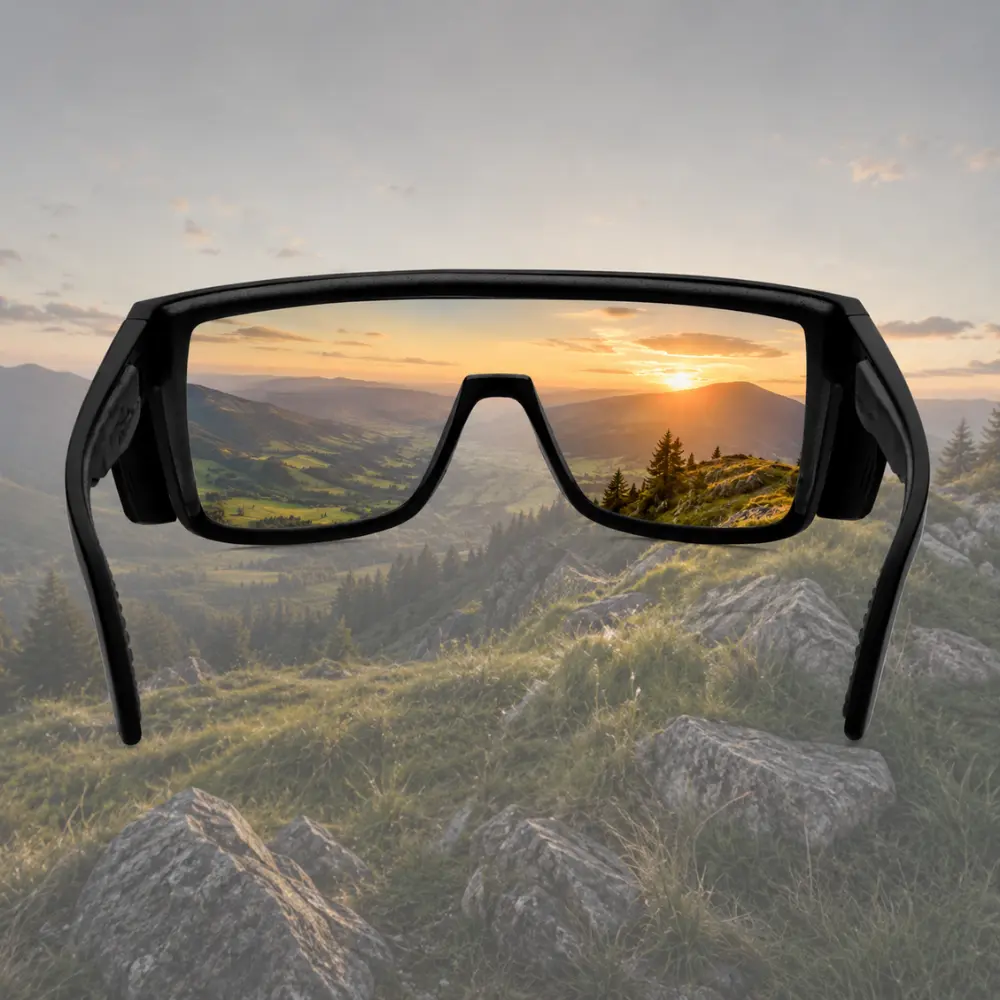Bomber Eyewear Z87+ Rated Polarized Hi-Def Sunglasses - Modular Shields, Safety Frame, Wrap-Around Design, ANSI Certified, Shatterproof UV400 Protection for Work/Riding, Male, Sun Protection