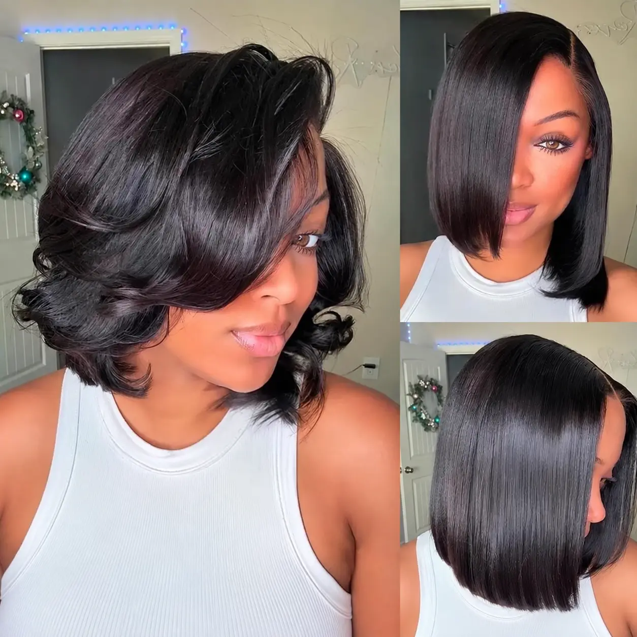 【 Silky Straight】LWIGS Bob Yaki Straight Pre-Styled Layered Cut 220% Density 5x5 Glueless Closure Wig Inspired Haircut Human Hair Wigs With Bleached Knots Beginner Friendly Quick Install  #DealsForYouDays#SummerVibes Natural Black Wigs Lace Wig