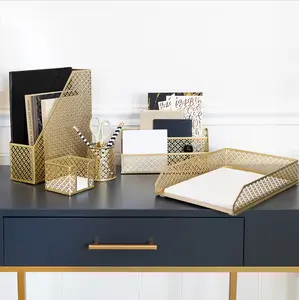 BLU MONACO 6 Piece Cute Desk Organizer Set - Desk Organizers and Accessories for Women - Cute Office Desk Accessories - Desktop Organization - 9.5" x 13.5" x 2.75", 3.75" x 3.75" x 3.5", 10.5" x 3.25" x 5" - 3.75" x 9.75" x 11.5", 3.5" x 4", 3.75" x 2"