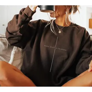Make Heaven Crowded Christian Sweatshirt, Minimalist Cross Crewneck Sweater, Trendy Mens Womens Faith Apparel, Baptism Gift