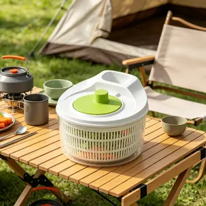 High-Efficiency Manual Salad Spinner Vegetable Dryer, Tool with One-Hand Crank, Quick Water Removal for Lettuce, Greens & Produce in Home Kitchens