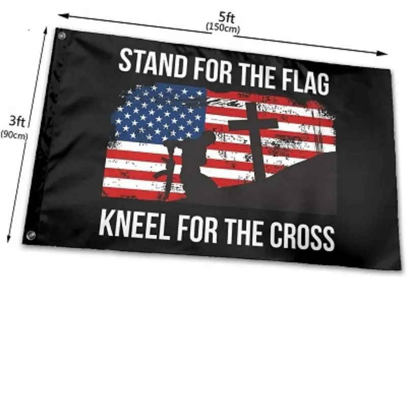 Stand for the Flag Kneel for the Cross 5ft x 3ft American Flag with Cross Design for Patriotic Display