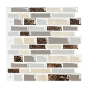Jeedeson Peel and Stick Backsplash Tile for Kitchen Brown Marble Pattern