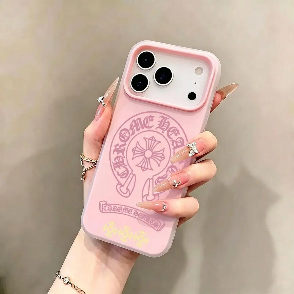 Y2K Gothic Cross Phone Case for iPhone17 16 15 14 13 12 Pro Max PLUS AIR, Aesthetic Chrome Grunge Jelly 2-in-1 Soft Shockproof Streetwear Bumper Cover