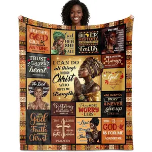 Christian Women's 60"x50" Inspirational Bible Verse Prayer Blanket, African American Religious Spiritual Item, Mom Bedroom Christmas Gift, Gifts for Women, Women Gifts