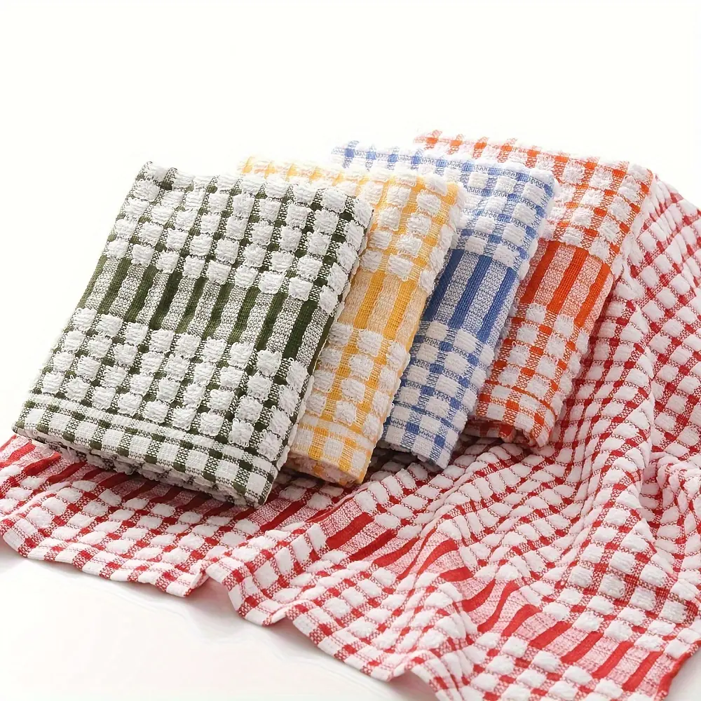 5-Pack 100% Cotton Tea Towels, Highly Absorbent Quick-Dry Lint-Free, Reusable Kitchen Dish Cloths, Soft Durable for Daily Cleanup, Kitchen Cleaning Towels, Dishcloths For Washing Dishes, Super Absorbent Reusable