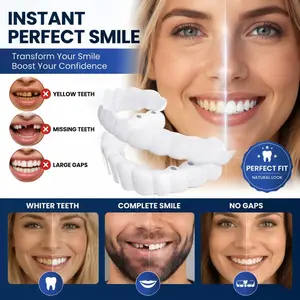 【1 Min Fix】Snap on teeth Veneers Adjustable Silicone False Teeth | Instant Smile Temporary Denture Kit for Gaps & Stains | Moldable Fit Men & Women