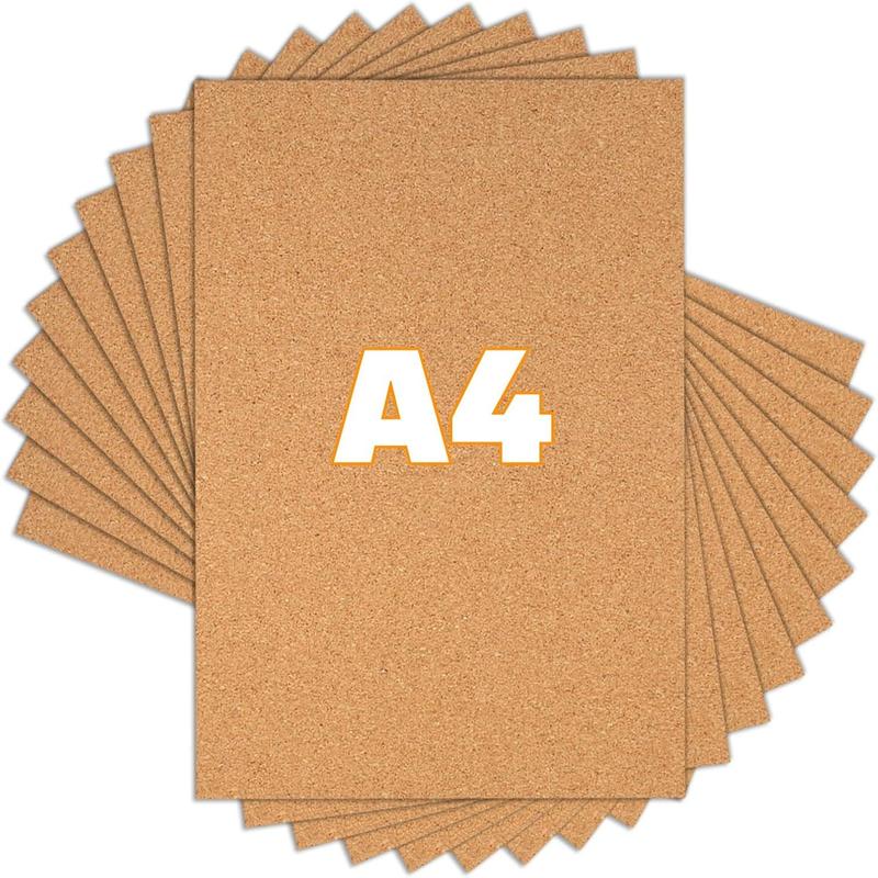 10 Pack Self-Adhesive Cork Board, 30 x 21 cm, Cork Pin Board, 1 mm Thick Cork Board, Cork Mat, Self-Adhesive DIY Notice Board, Rectangular Insulated Cork Panels for Crafts Office School Kitchen