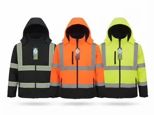 Safeguard Men's Reflective Tape Hooded Safety Jacket - Waterproof, Lightweight, Warm Safety Work Outerwear for Fall, Spring